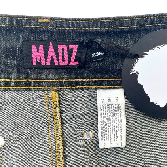 Sexy Punk Rock Denim Mini Skirt XS Custm by Madz  Goth Metal Festival Outfit - Picture 16 of 16